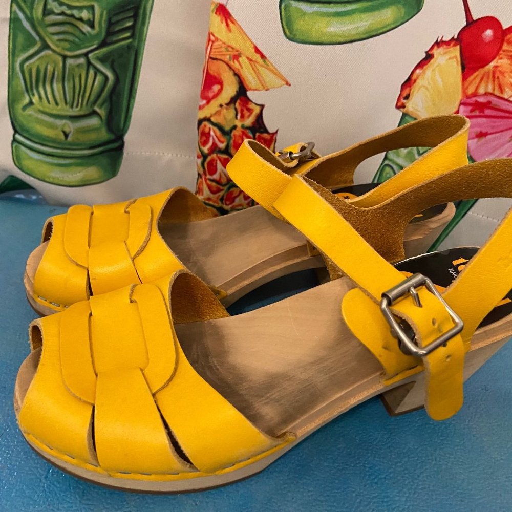 Swedish Hasbeens Shoes | Sunshine Yellow Clog Sandals